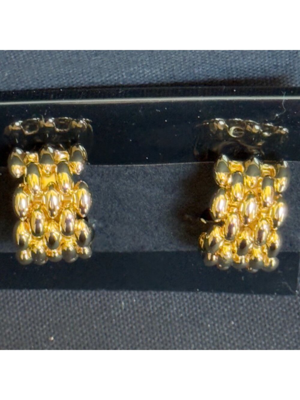 Gold-Tone Chunky Oval Beaded Women's Clip-On Earrings